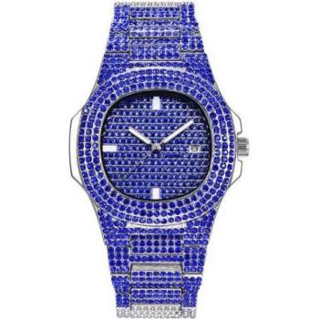 Reloj de acero con diamantes de imitación, estilo Hip Hop dorado