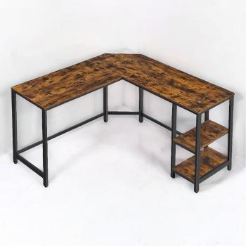 Brown Industrial L-Shaped Writing Desk