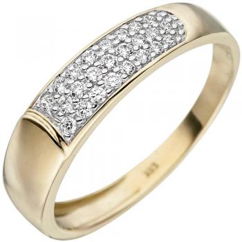 JOBO Damen Goldring 333 Gelbgold 24 Zirkonia Größe 56