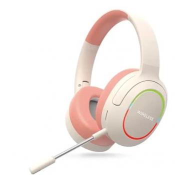 Auriculares Bluetooth Estéreo S&N L800 con Sonido Envolvente y Luz para PC (Rosa)