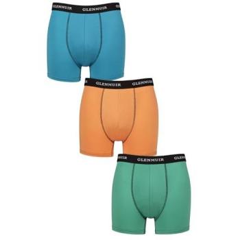 Glenmuir XL 3-Pack Athletic Trunks for Men – Blue, Orange & Teal