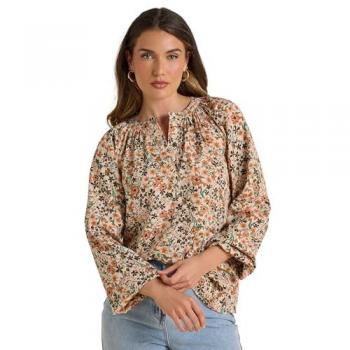 Lang und elegant Ditsy Shirt mit halben Knöpfen