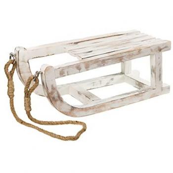 Deko Schlitten aus Mango Holz in shabby weiß