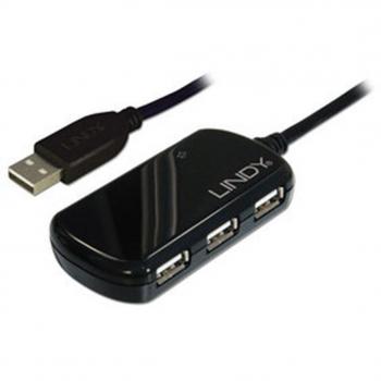 Lindy USB 2.0 Aktiv-Verlaengerung Pro 8m inklusive 4 Port USB-Hub (USB A), Dockingstation + USB Hub, Schwarz