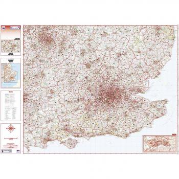 Postcode District 8 South East England Colour Folding Map