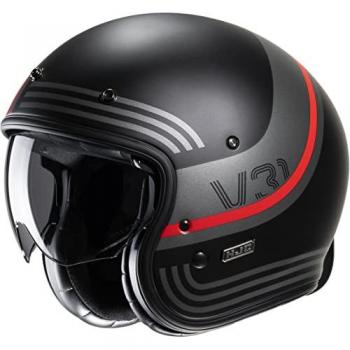 HJC V31 Byron Retro Jethelm Schwarz/Grau/Rot XS 54-55 für Herren