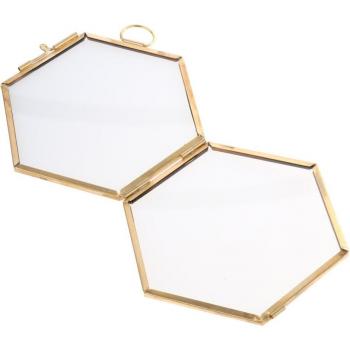 Cadre Photo Hexagonal Verre et Fer Noir/Cuivre