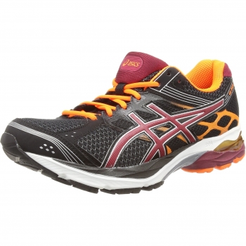 ASICS Gel-Pulse 7 Men's Sports Shoes in Black with Deep Ruby and Hot Orange Accents