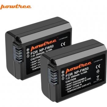 Powtree NP-FW50 2000mAh Akku mit Dual USB Ladegerät für Sony NEX-7, NEX-5N, NEX-5R, NEX-F3, NEX-3D, Alpha a5000 a6000