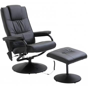 Ultimate Comfort Black Faux Leather Recliner Chair with Foot Stool – Homcom Deluxe