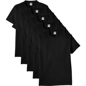Fruit of the Loom Herren T-Shirt Heavy Cotton 5er-Pack, Schwarz