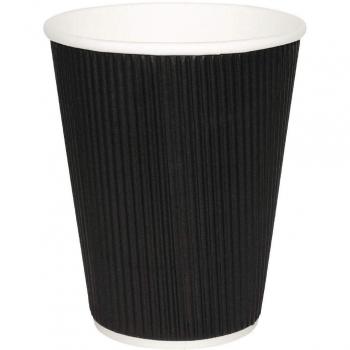 Fiesta 12oz Ripple Wall Disposable Cups, Black, 500-Pack