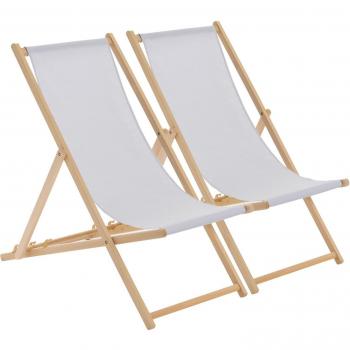 Light Grey Folding Wooden Deck Chairs