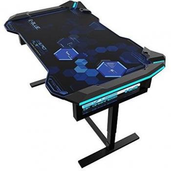 E-BLUE Gaming-Tisch 135 cm, Schwarz, Retro-LED RGB, höhenverstellbar – Modell EGT004BKAA-IA
