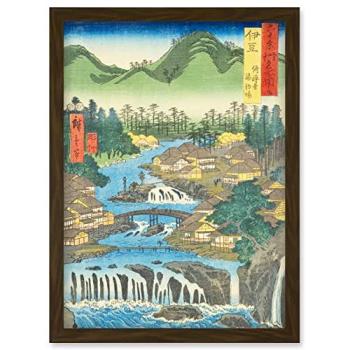 Shuzen Temple Hot Springs – Utagawa Hiroshige (Woodblock, A4 Framed)