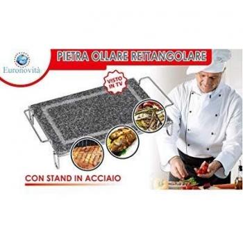 Grill di Pietra Ollare 25x40cm con Base Metallica