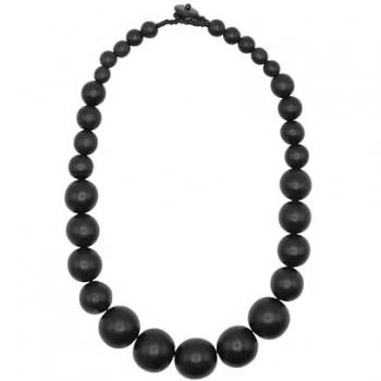 Aleika‑Kette Damen – Holzperlen, schwarz, One-Size, Alessandro Basic