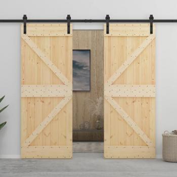 Porte coulissante en pin massif avec quincaillerie 80x210cm