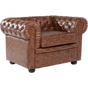 Gold‑Tinted Modern Club Chair – Beliani Classic Chest‑Felt with Faux Leather