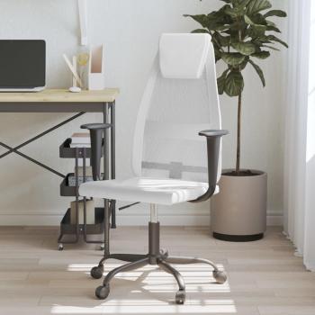 VidaXL Adjustable Office Chair White Mesh Fabric and Faux Leather