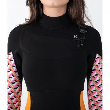 Hurley Muta Neoprene Maniche Lunghe Zip Petto Plus Stampa 3 mm Rossa/Burghundy