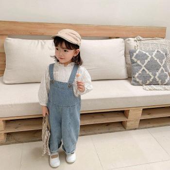 Salopette denim fille, pantalon à bretelles décontracté, ample, printemps-automne