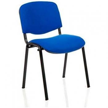 ISO Stacking Chair Blue Fabric Black Frame Without Arms