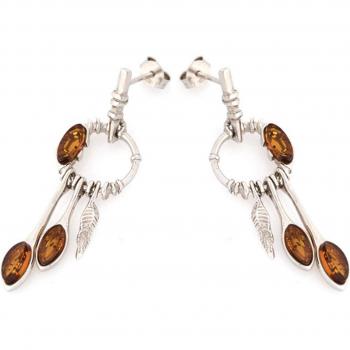 Les Tesori di Lily R5507 – Orecchini in argento artigianale “Inspiration” Ambra argentata (rhodio) 45x14 mm marrone