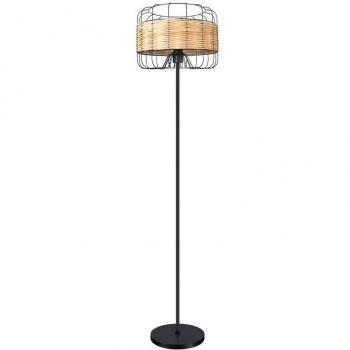 Pie de salón forja y ratán Zenda 1xe27 150x35x35 Cm