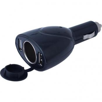 Adaptateur de voiture 12/24V avec 2 ports USB 1000 mA + Prise EURO