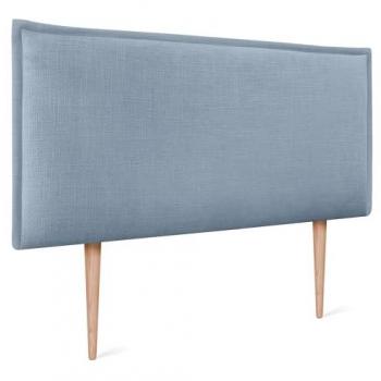 Cabecero de Lino Natural Liso con Ribete y Patas para Cama Moderna (Azul, 105x105cm)