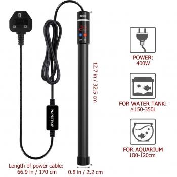 Tige Chauffante Aquarium Titan 400W et Thermomètre