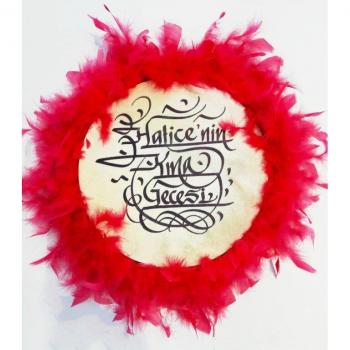 Red Shaggy Tambourine with Name
