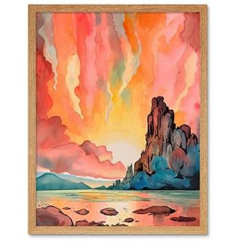 Monochrome Lake Evening Landscape Frame