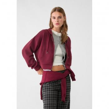 Stradivarius S Soft Touch Hoodie in Burgundy