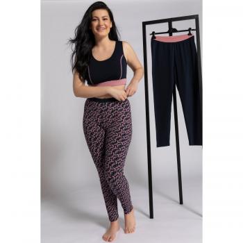 Leggings Blu Fiori Elastici Ulla Popken Set di Due
