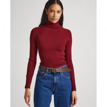 Mujer PePe: Jersey Granate con Cuello Alto