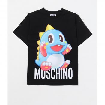 Maglietta Kid Moschino Nera Taglia 5 con Arte Grafica