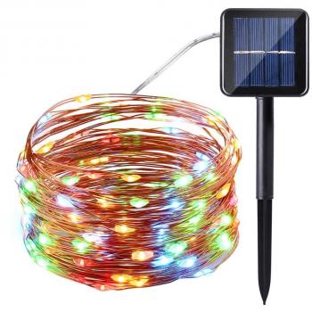 Qedertek Weihnachtsschnur mit Kupferdraht, 100 LEDs, 10 m, 8‑Modi, wetterfest