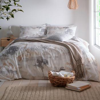 Edale Linen Duvet Cover and Pillowcase Set White/Grey