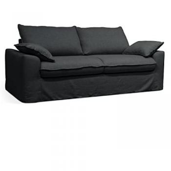 Sofá cama convertible de 3 plazas en tela gris