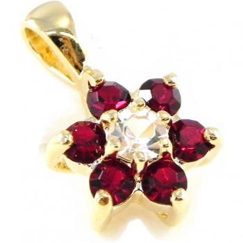 Golden Lily Garnet Floral Charm (G1686)