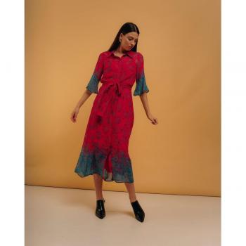 Elegancia Niza: Vestido Midi con Manga Corta Floral