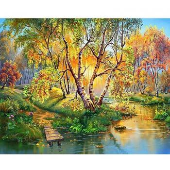 Peinture Diamant 5D Bricolage Résine Croix Paysage Broderie Moasic 20×30 cm