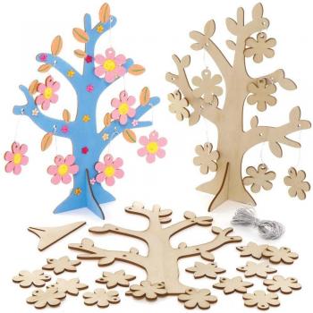 Wooden Flower Tree Kits (Pack of 2) Craft Kits For Kids