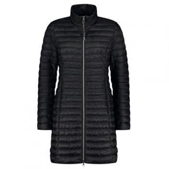 Cartoon Damen Steppjacke mit abnehmbarer Kapuze in Schwarz