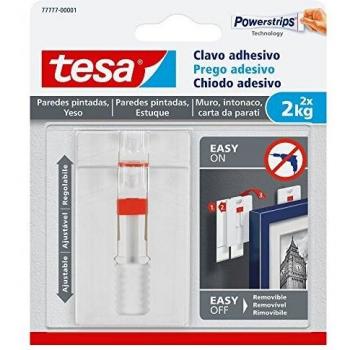 Tesa Clavo Adhesivo Ajustable para Paredes Pintadas y Yeso 2 kg