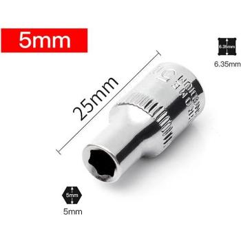 1/4” Metrische Verhexung, 6‑Punkte‑Platz – 4–14 mm, individuell polierte Buchse (CRV)