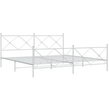 White Metal Bed Frame without Mattress or Box Spring, 200x200 cm, vidaXL