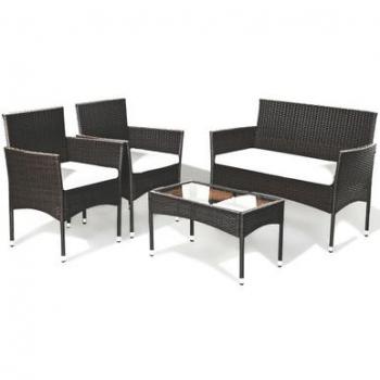 Goplus 4-Piece Outdoor Wicker Rattan Furniture Set